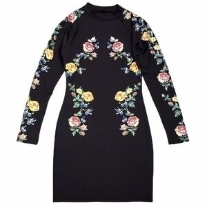 Long Sleeve Floral Bodycon Dress